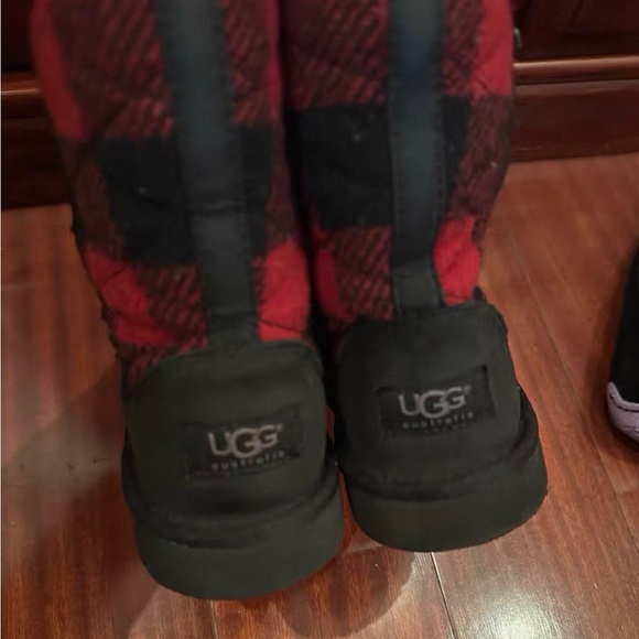 UGG Black and Red Plaid Boots